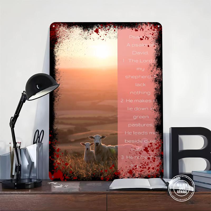 Psalm 23 Printed Poster Customized Wall Art Retro Vintage Metal Tin Signs for Home Bathroom Decor Living Room Decoration Gaming