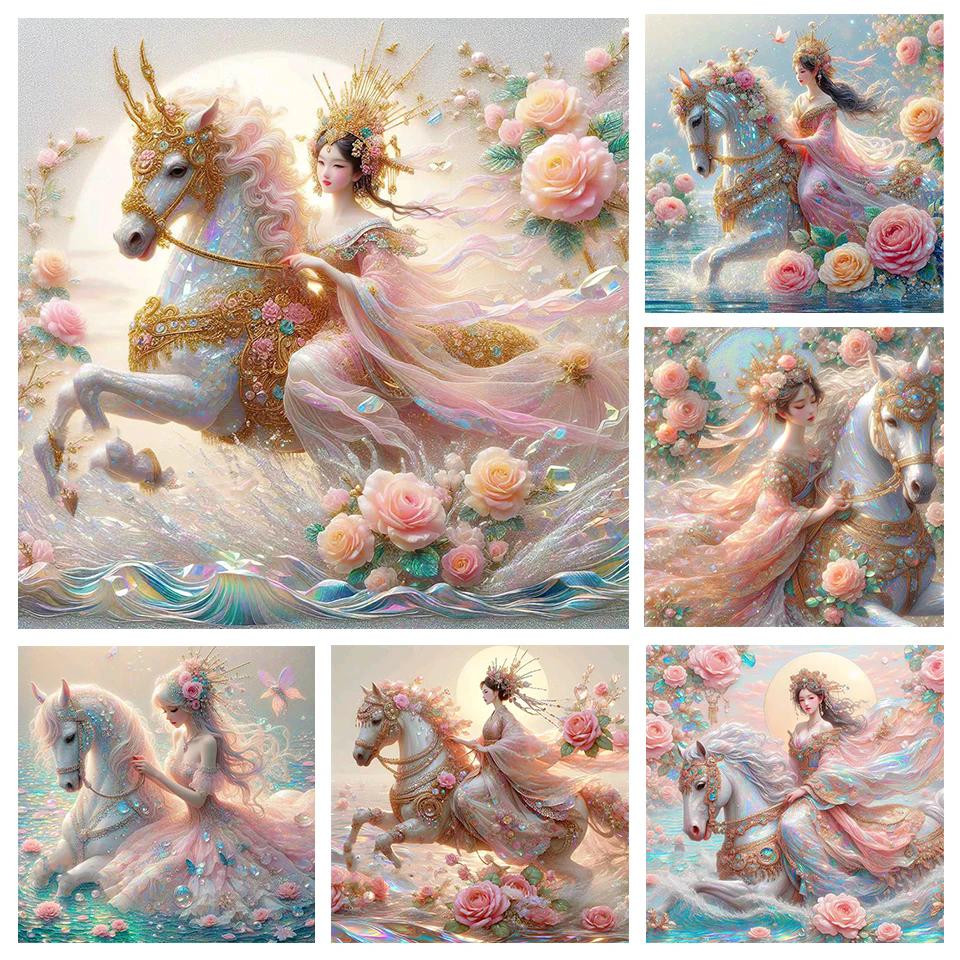 Diamond Painting New 2024 Fantasy Ancient Woman and Horse DIY Diamond Embroidery Cross Stitch Kit Mosaic Handicraft Home Decor J3970