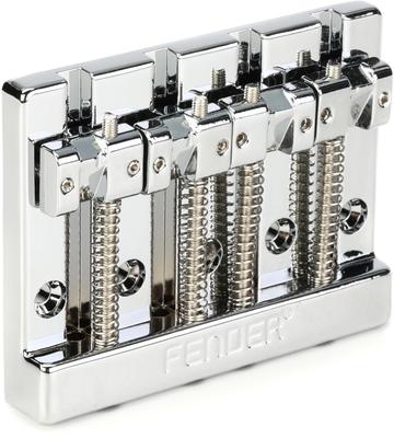 Детали Fender Сборка 4-струнного басового бриджа Fender HiMass™ с цинковыми седлами, хром