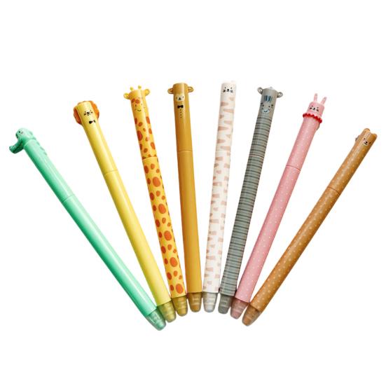 8Pcs Animal Themed Erasable Gel Pens 0.7mm Fine Tip Pens for Smooth Writing Fun Writing Tools for School Office Note Taking