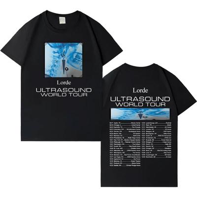 Футболка с принтом Lorde Ultrasound World Tour Мужская Женская Хип-хоп Футболка Y2K Хлопок Харадзюку Футболка Уличная Мода Поп Футболка с коротким рукавом