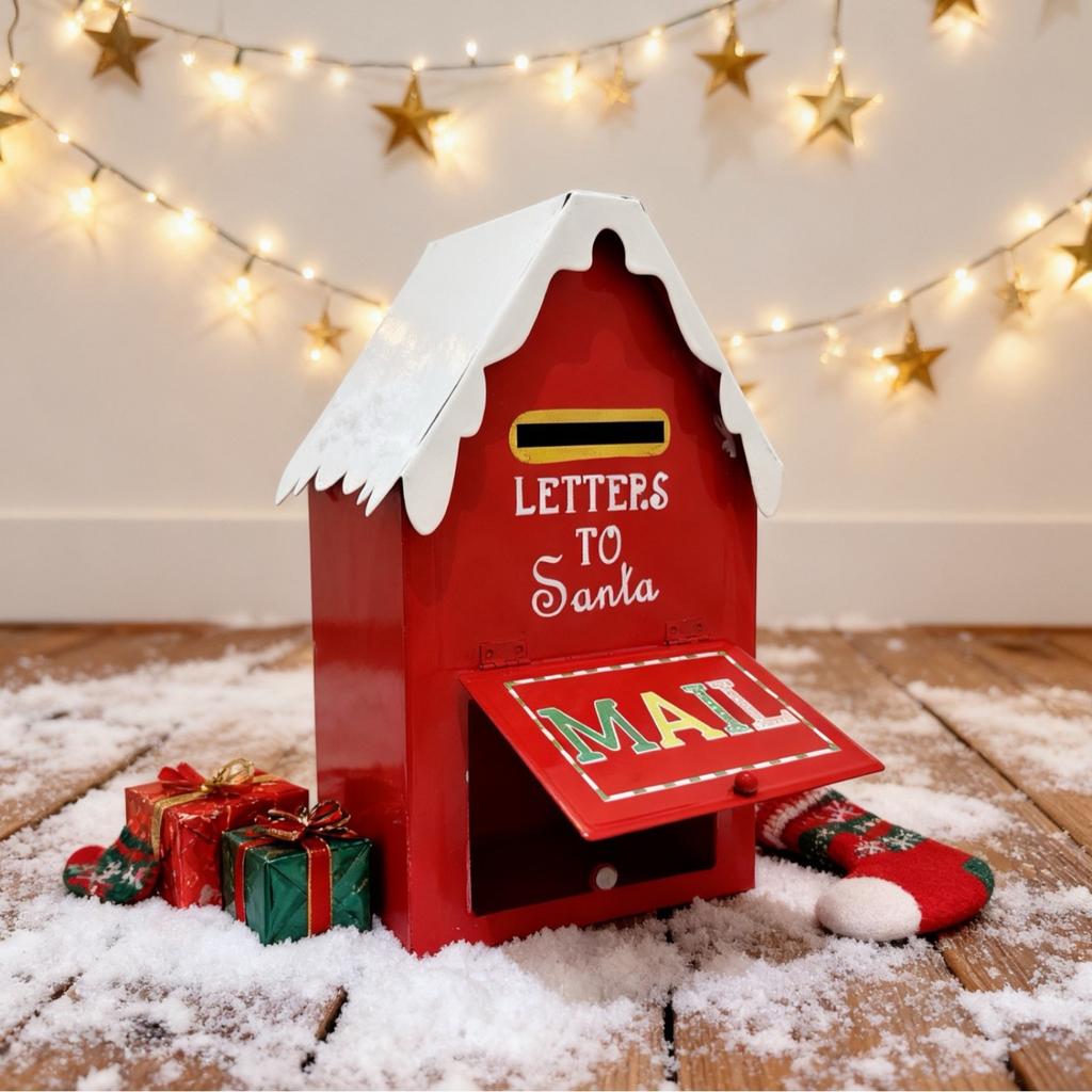Рождественский почтовый ящик в виде кованого железного домика, Рождественская мебель и садовые украшения