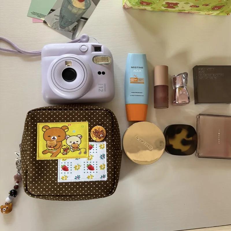 Последняя косметичка Rilakkuma Wave Bear, женская, портативная, для мелочей, дорожная, большой вместимости, сумка для хранения Polaroid, подарок на день рождения