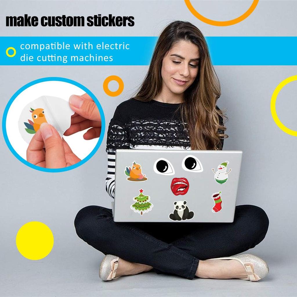 Premium Printable Vinyl Sticker Paper for Inkjet Printer - 25 Matte White Waterproof Decal Paper Sheets - Dries Quickly and Holds Ink Beautifully