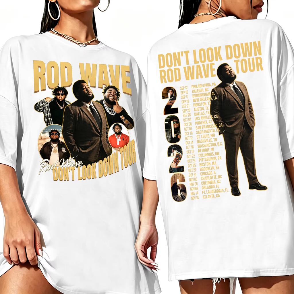New Hot Rod Wave Dont Look Down Tour 2026 Printed T-shirt Unisex Hip Hop Streetwear T-shirt Y2K Gothic Cotton Oversized T-shirts