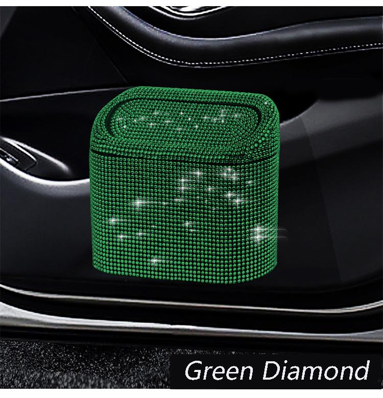 Luxury Diamond Car Trash Can Rear Seat Hanging Trash Can Storage Box Storage Box Bling Diamond Car Trash Can With Lid