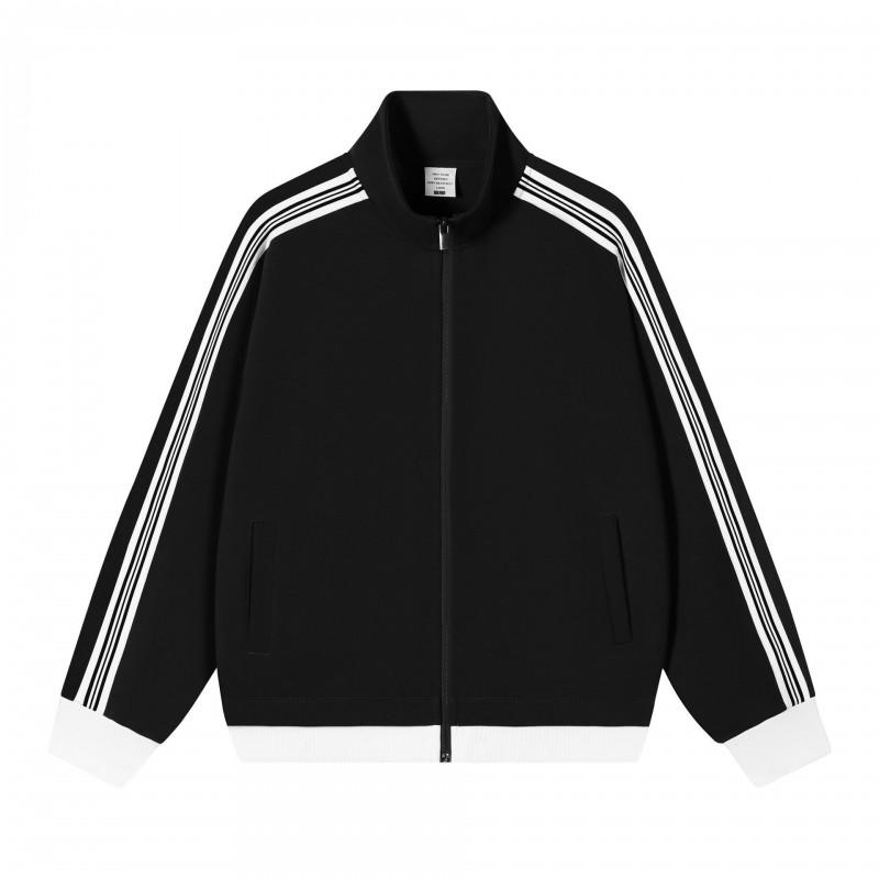 Mens Heavyweight 380g Cotton Blend Zip-Up Hoodless Sweatshirt With Colorblock Panels Korean Streetwear Style