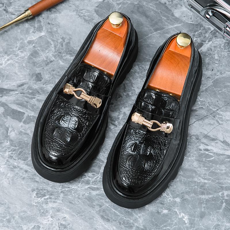 2024 Новые мужские повседневные кожаные туфли, модные деловые туфли с толстой подошвой, удобные дышащие туфли дерби, лакированные туфли для вождения из кожи