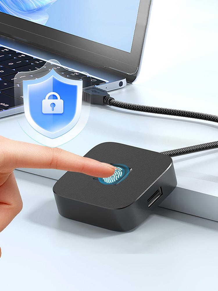 USB сканер отпечатков пальцев с USB-хабом Портативный USB регистратор отпечатков пальцев Биометрический сканер для входа по отпечатку пальца для Windows 11/10