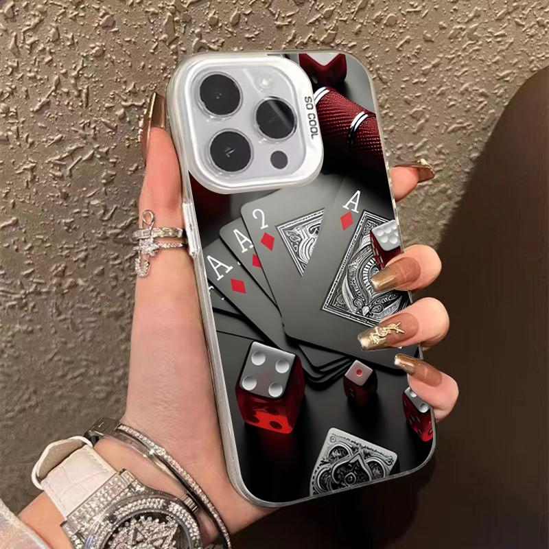 Покер для iPhone 16 11 12 13 Pro 14 15 Plus 16 Pro Max Противоударный Ультратонкий Жесткий Чехол Защитный Чехол для Телефона для Чехла iPhone 16