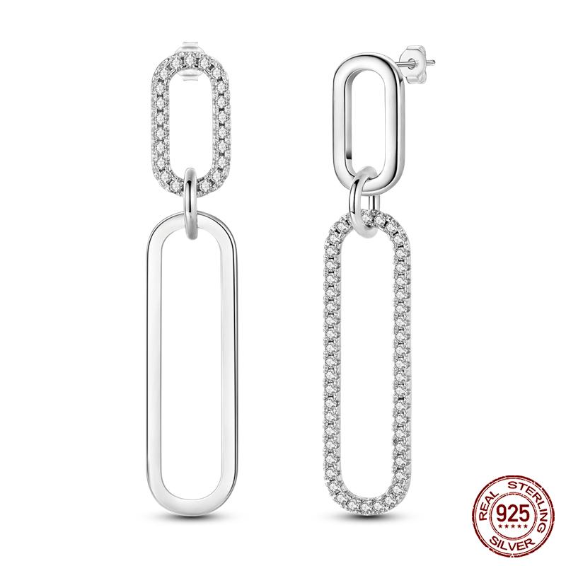 Charms Double Hoop Earrings For Women 100% 925 Silver Cubic Zircon Heart Star Moon Earrings Elegant Birthday Jewelry Gifts