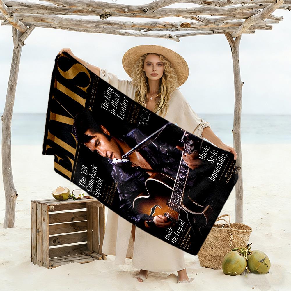 Elvis Presley's Iconic Pose Beach Towel Super Soft & Absorbent Comfortable Lightweight