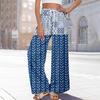 Women Summer Boho Palazzo Pants High Waist Wide Leg Floral Printing Casual Trousers With Pockets
