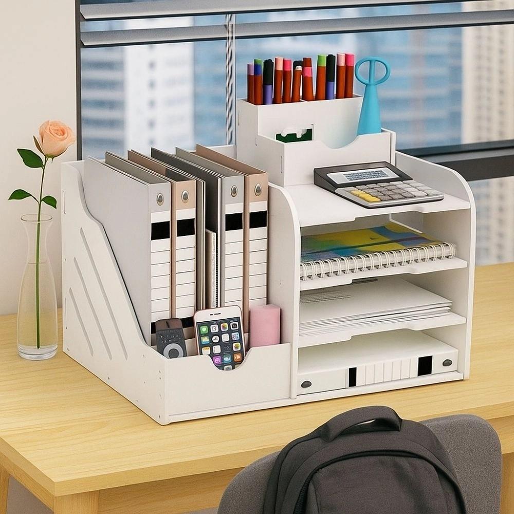 Large Capacity Desktop Organizer Space Saving File Holder File Sorter Library