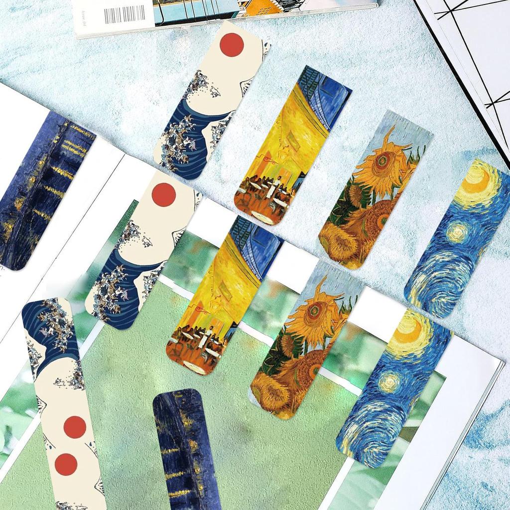 4pcs Retro Painting Bookmark for Books Vintage Items Veiws Magnetic Page Clips Book Marker Unique Reading Gift