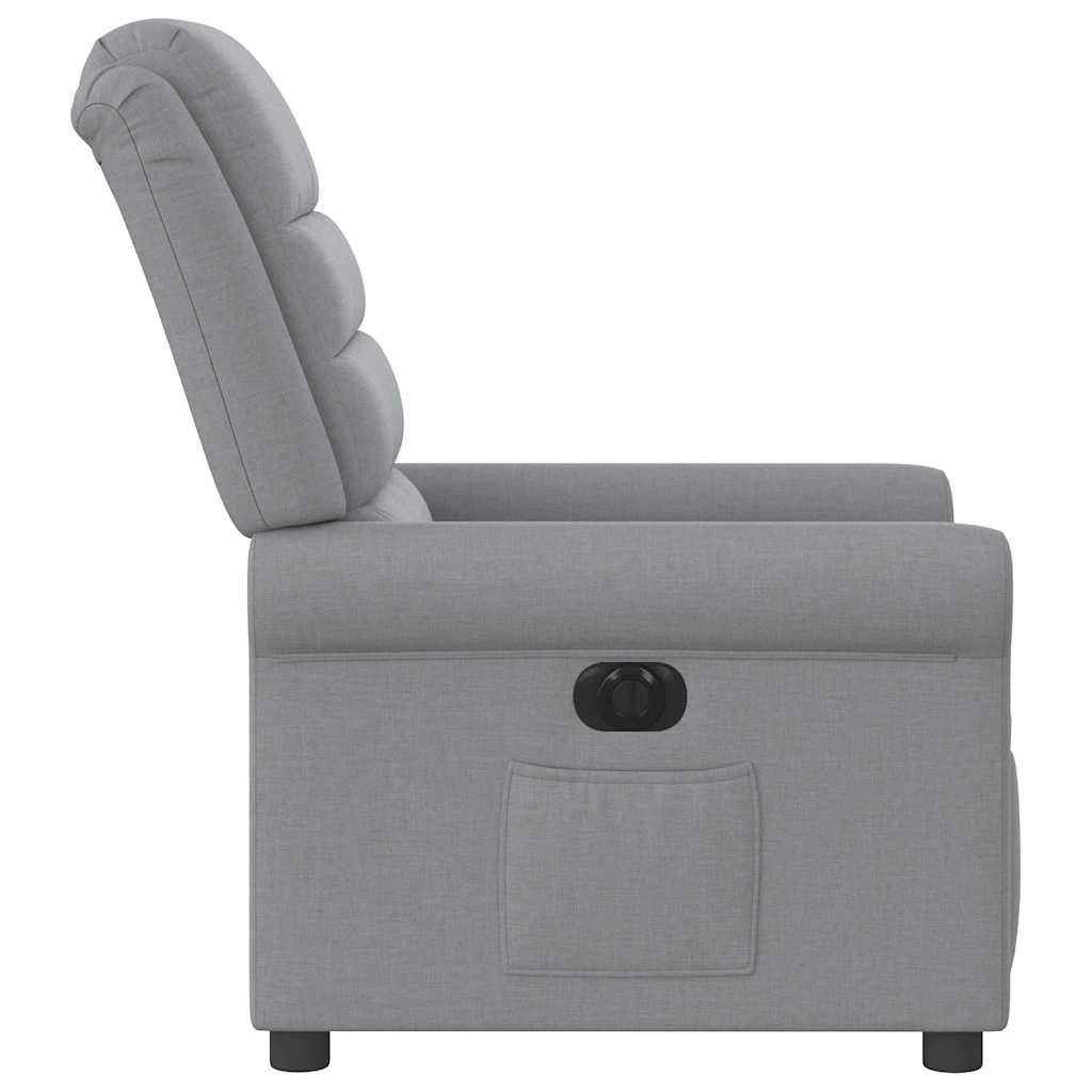 Electric Recliner Chair Light Grey Fabric