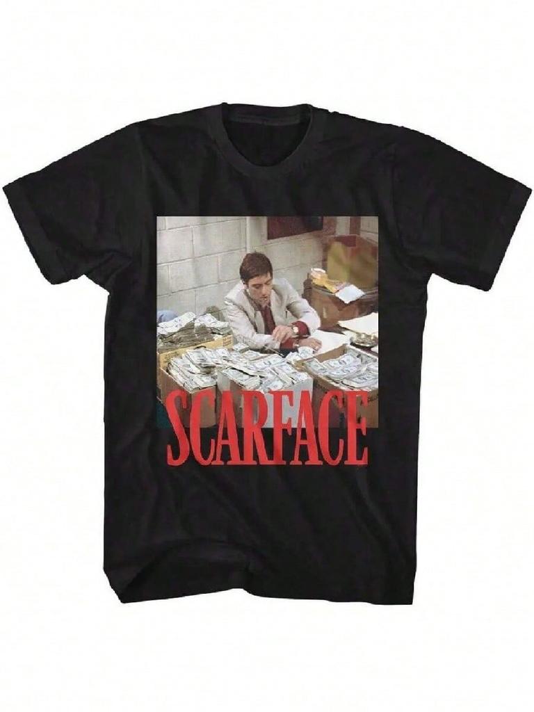 Scarfaces unisex's T Shirt Tony Montana Al Pacino Mob Movie New Black Tee