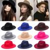 Winter Autumn New Fashion Dress Dance Party Wide Brim Woolen Jazz Cap Panama Cowboy Hat Fedora Hat