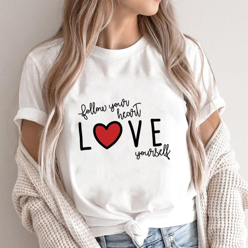 (Asian Size) letter lovely style Fashion Female Casual Clothing Graphic Tee Women's Top Print O-neck T Short Sleeve T-shirts