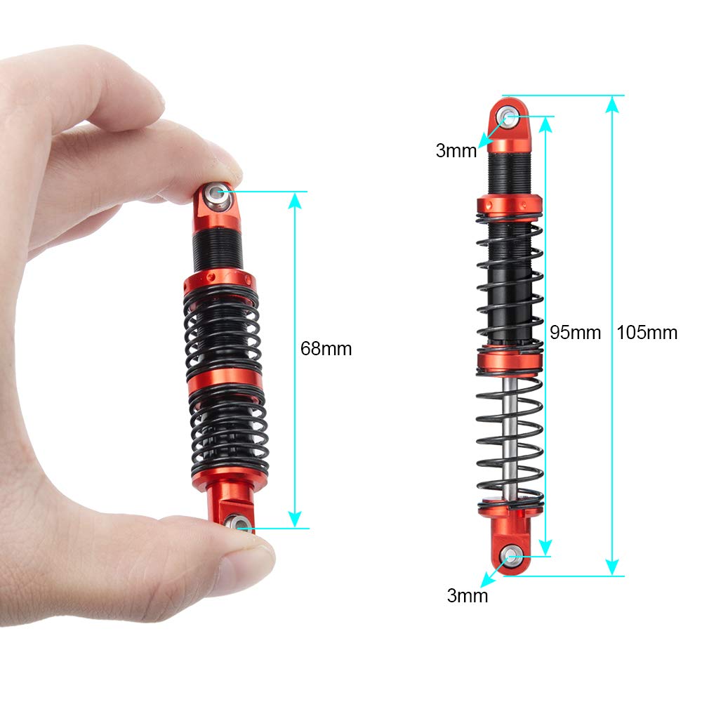 Four Aluminum Shock Absorbers, IR Racing YR Shocks for SCX10 (90046) for RC Crawler Cars (95mm)