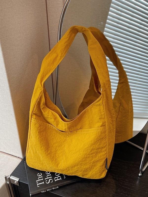 Pure Color Retro Shoulder Bag With Large Capacity For Girls
