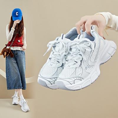 Новые женские летние туфли для папы, студенческие спортивные кроссовки для бега, повседневные кроссовки из дышащей сетки