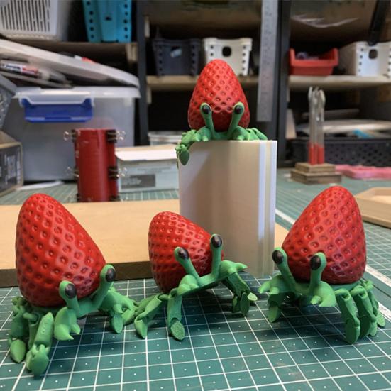 3D-печатная фигурка краба-клубники с подвижными суставами, фигурка краба-отшельника, шарнирная модель животного, игрушка для домашнего офиса, книжной полки, украшения для рабочего стола, орнамент