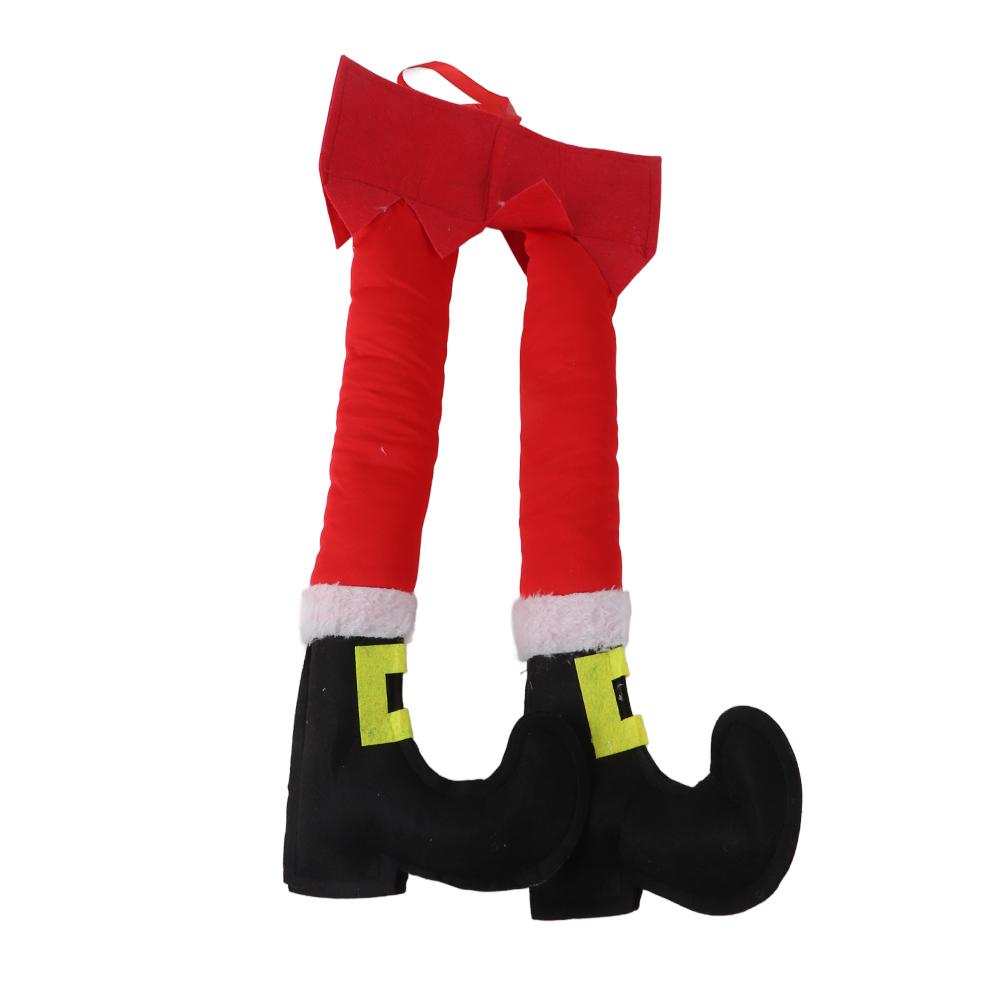 Рождественские ноги эльфа Санты, плюшевые ступни с обувью, декоративное украшение на рождественскую елку, рождественское украшение