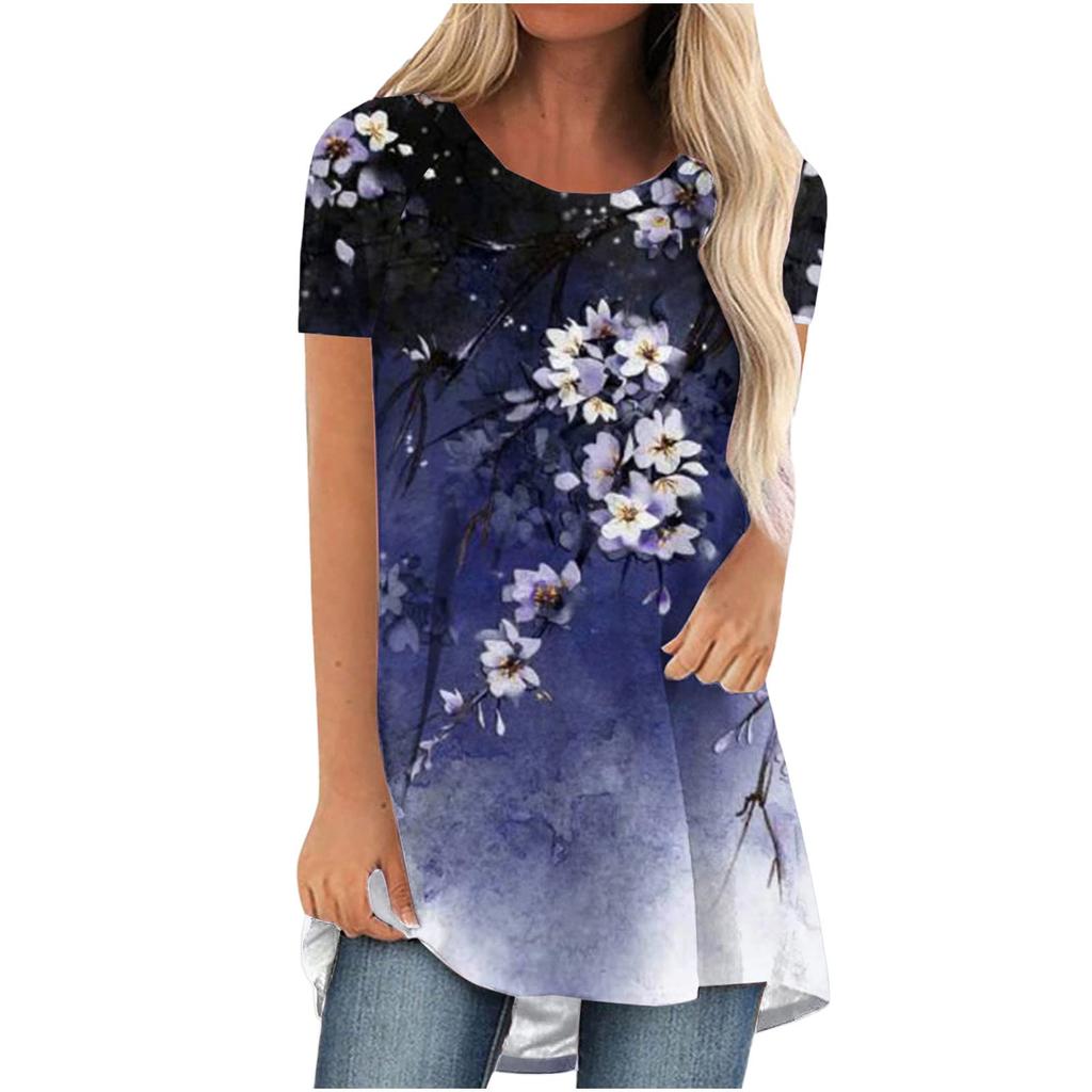 Colourful Floral Flower 3D Print Long T-Shirts Women Streetwear Short Sleeve T Shirt Oversized Y2K Tops Tees Girl Woman Clothing