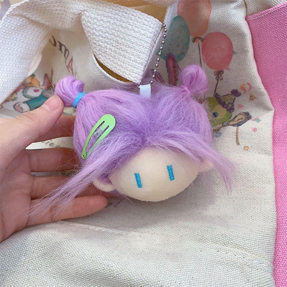 Long Hair Doll Pendant Cute Doll Cartoon Design Doll Girl Head Key Chain Doll Girl