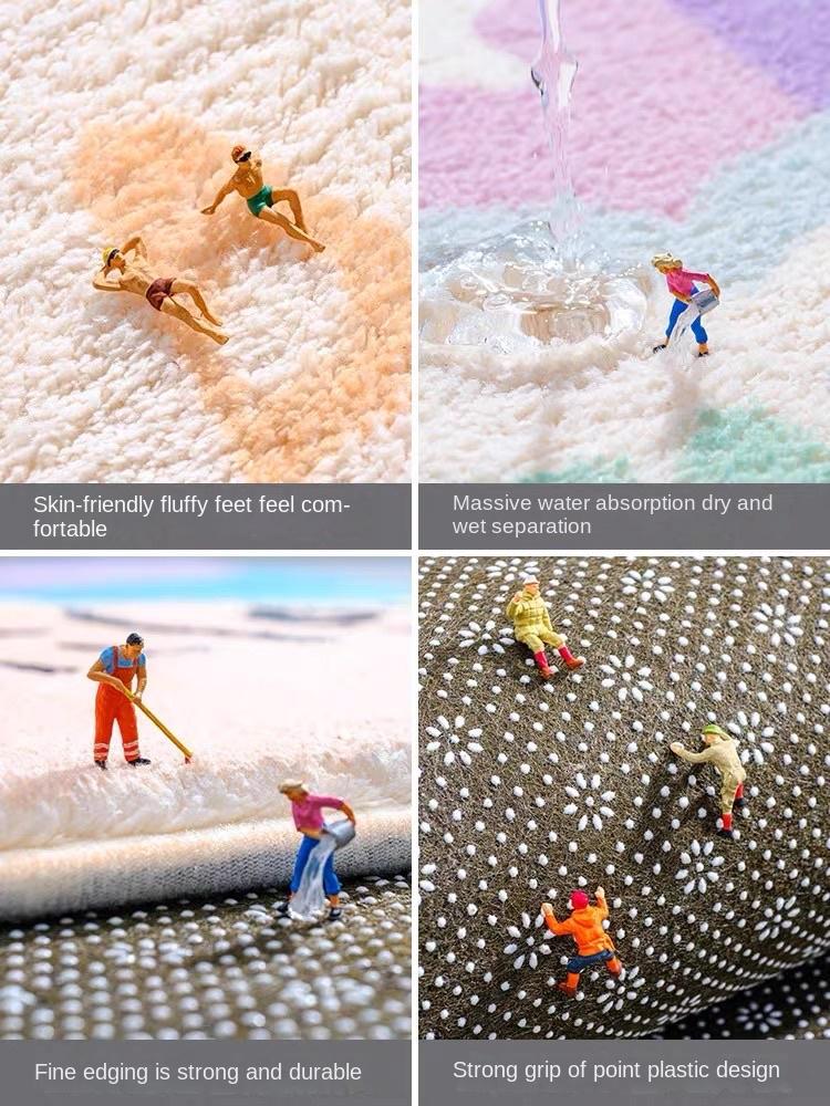 Радужный полукруглый коврик для пола из искусственного кашемира, коврик для ванной комнаты, присоска, мягкий нескользящий коврик для ног в туалете