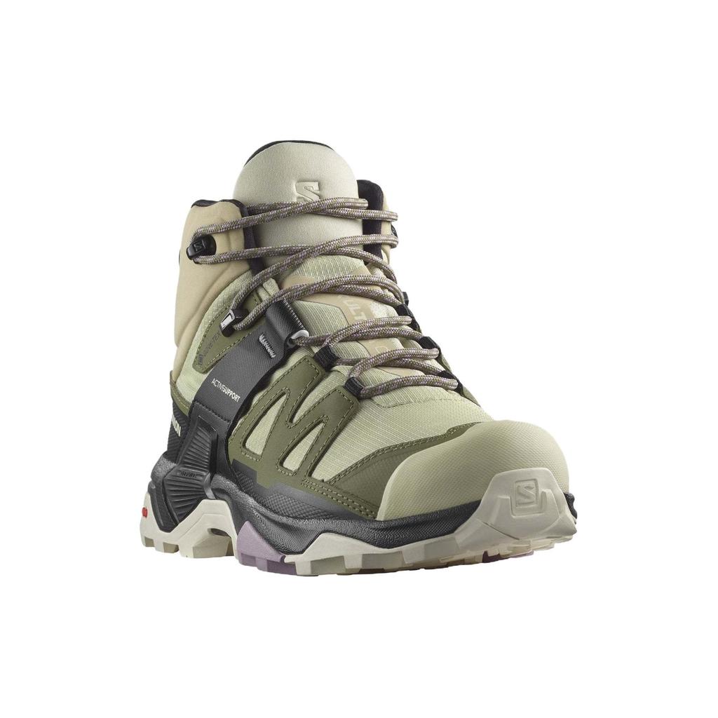 SALOMON X Ultra 4 MID GORE TEX Slip Resistant Abrasion Resistant Low top Mountaineering Shoes Women's Green L47455000