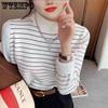 Вязаный свитер на осень/зиму для женщин с полувысоким воротником, полосатый цветной свитер для женщин