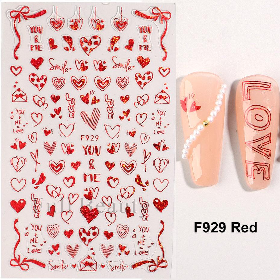 Nail Art Stickers, Romantic Valentine'S Day Love Cartoon Panda Love Adhesive Nail Stickers