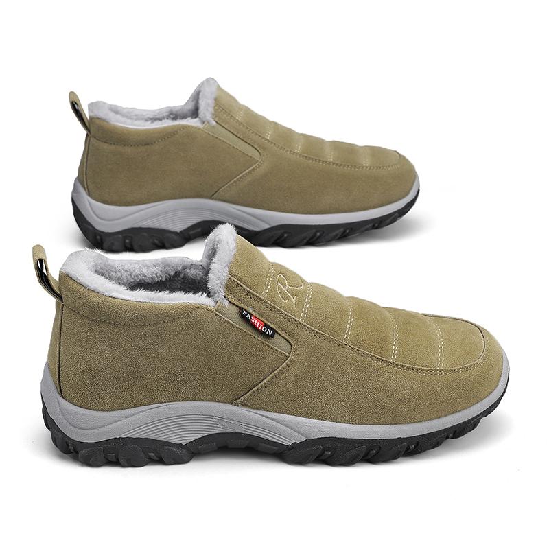 Кроссовки зимние мужские на открытом воздухе плюшевые теплые водонепроницаемые туфли высокого качества нескользящие зимние спортивные туфли для мужчин плюшевые хлопковые туфли