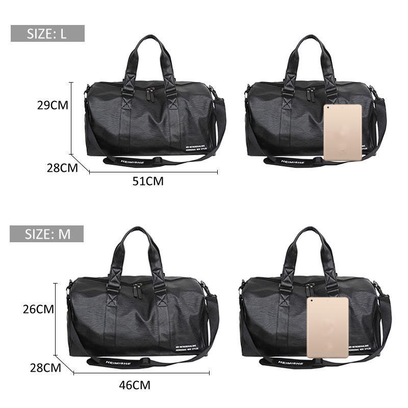 Men's Leather Travel Foldable Portable Shoes Luggage Large Capacity Travel Tote Women Duffle Bag