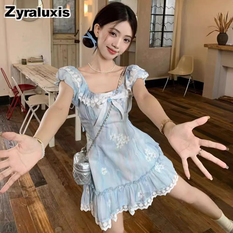 Платье с кружевным лифом и сборками на талии, для миниатюрных, в стиле Sweet Lolita, с юбкой-кринолином