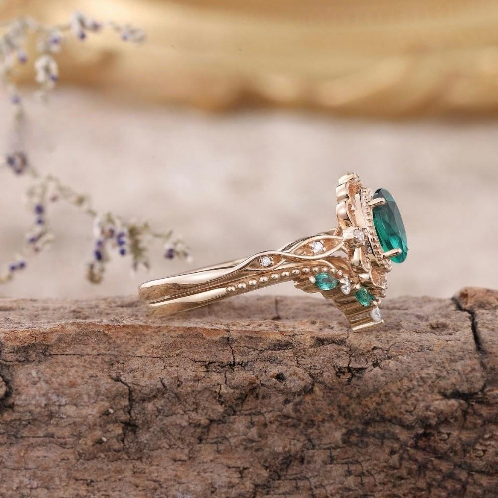 Green Rhinestone Rings Jewelry Accessories Wedding Rings New Zircon Rings  Women