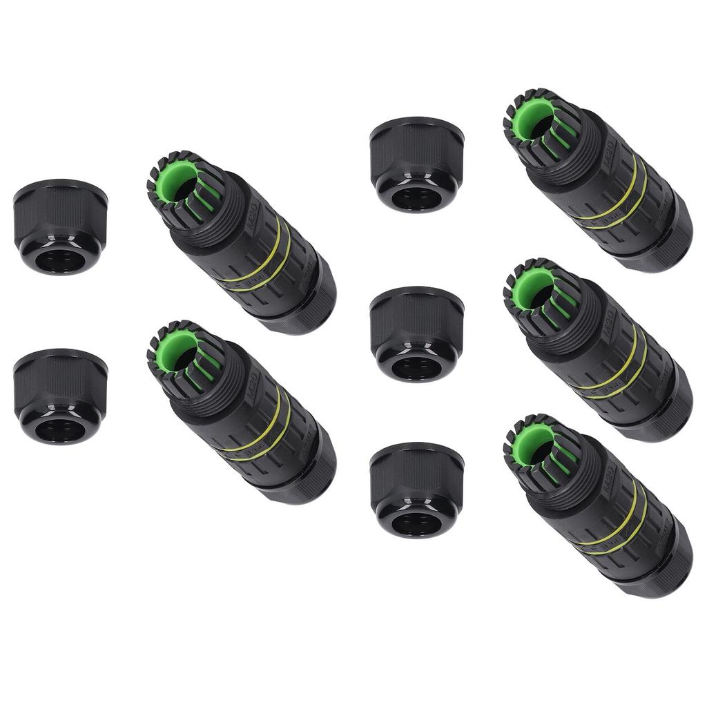 5PCS IP68 Waterproof Connector 3 Pin Straight Through Outdoor Power Connector for 9‑12mm