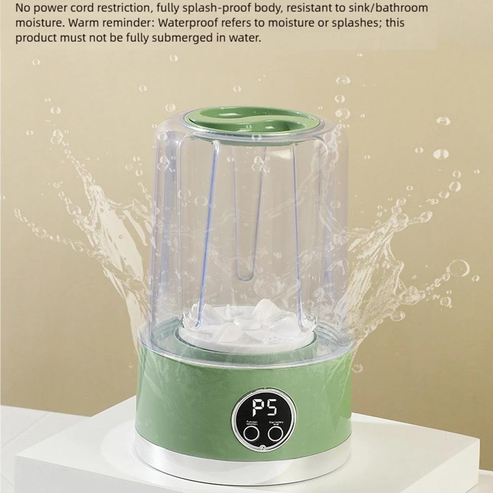 Cordless 1L Mini Washer USB Rechargeable 3000mAh 2-Speed Portable Washing Machine For Travel Socks Underwear Clothes Washing Cups