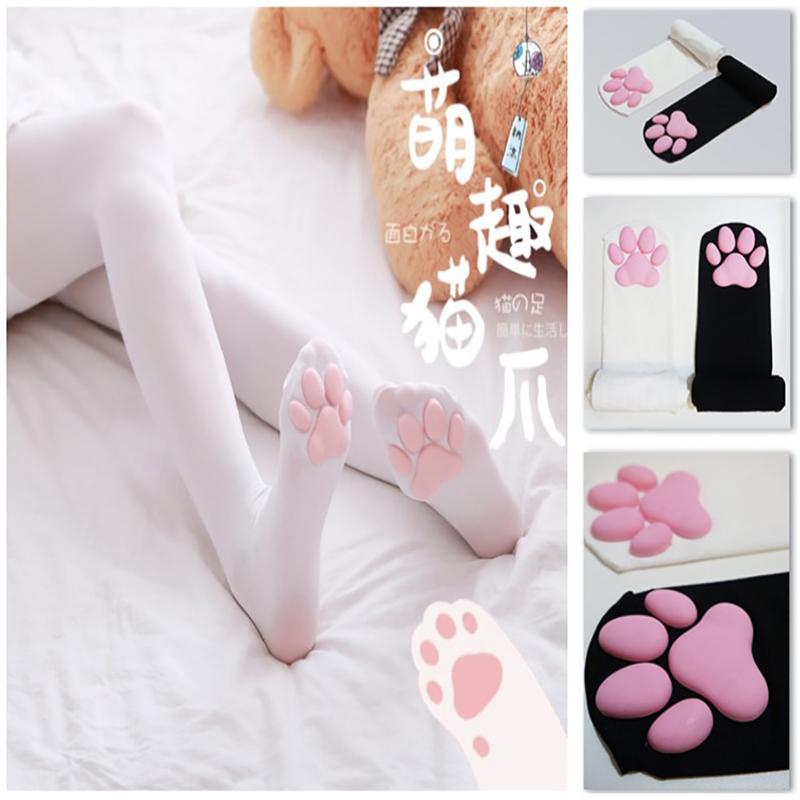 Cat Paw Socks Kawaii 3D Cat Claw Women Stocking Lolita Paw-Pad Thigh High Socks