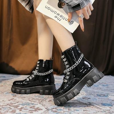 Модная обувь женские ботильоны с круглым носком панк-ботинки на толстой подошве удобные ботинки на платформе для женщин модные ботинки Botas De Mujer