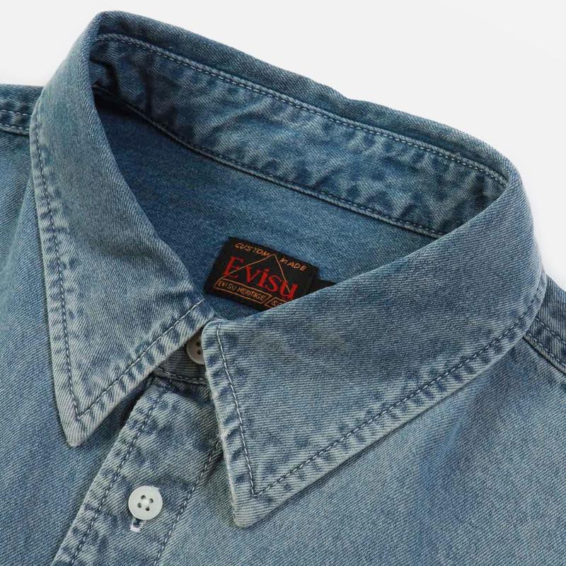 Evisu Граффити Дарума Рубашка с длинным рукавом Мужские рубашки Джинсово-синий 2ESHTM3SL111RXDN