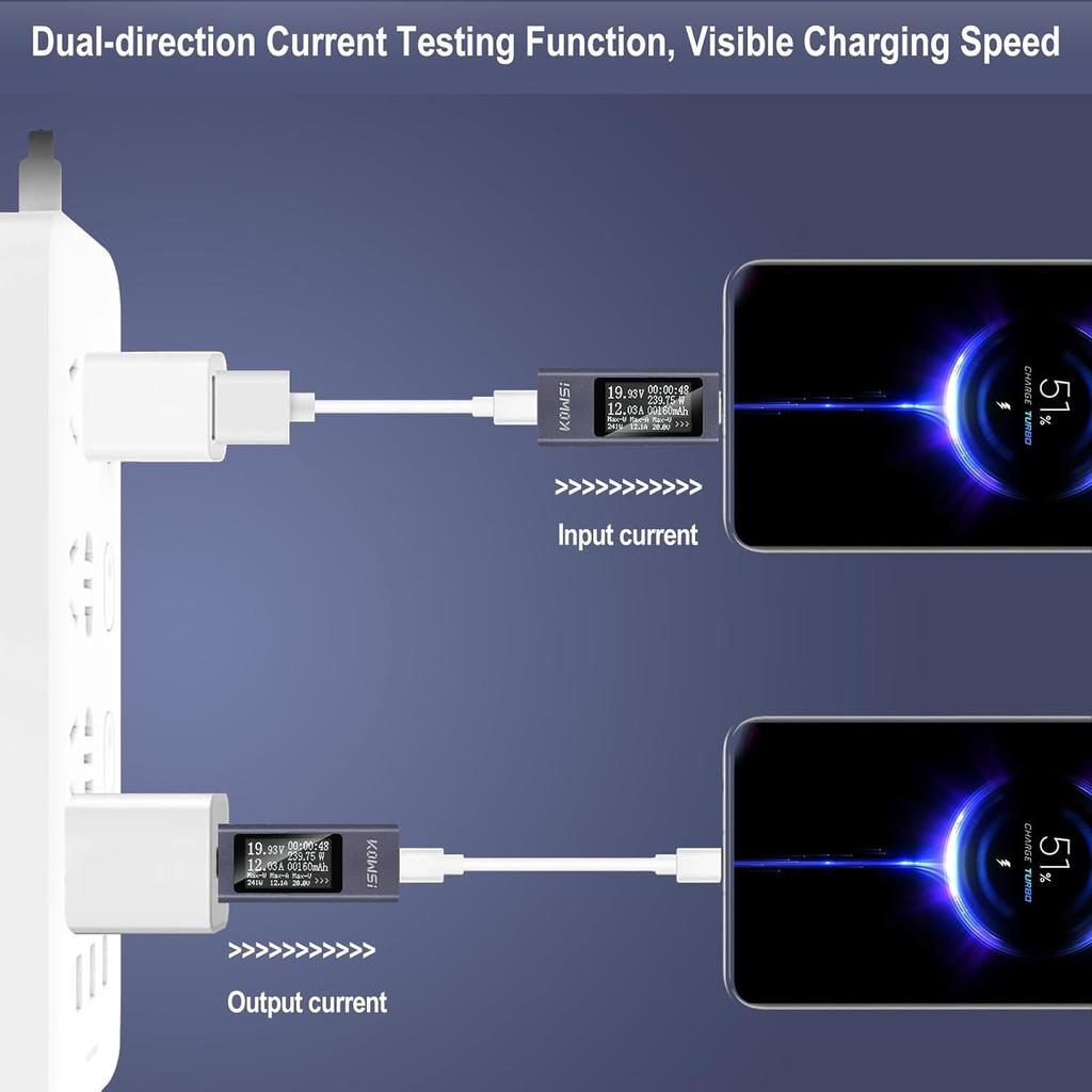 KWS-2303C Type-c Multi-function Digital Display DC Voltage Ammeter Power Meter Cell Phone Charging Tester DC 4-30V KWS-2301C