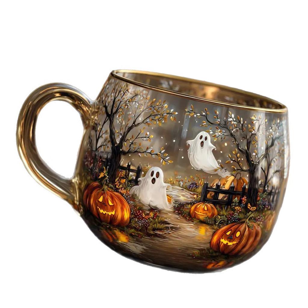 Halloween Themed Painted Glass Cup For Dining Parties Dishwasher Safe 200ml Capacity Painted Glassware