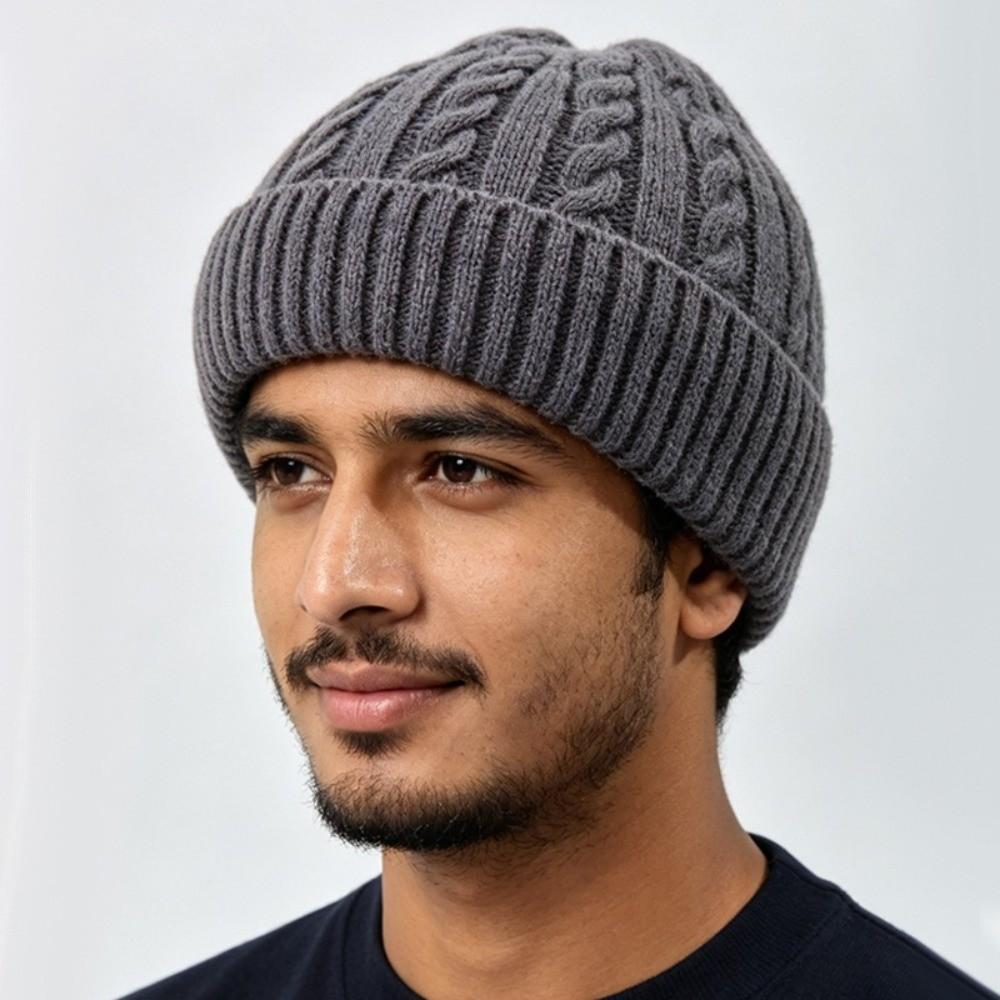 Cable Knit Winter Thermal Beanie Windproof Cold Weather Beanie Classic Outdoor Knit Hat  Daily Wear
