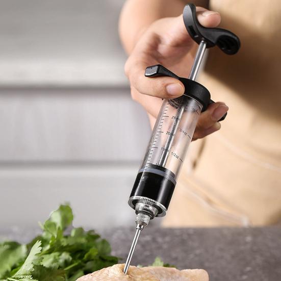 Игла для вкуса с иглой из нержавеющей стали, пищевой масштаб, дизайн, маринад для мяса, барбекю, стейк из свинины, инжектор для мясного соуса, кухонные инструменты