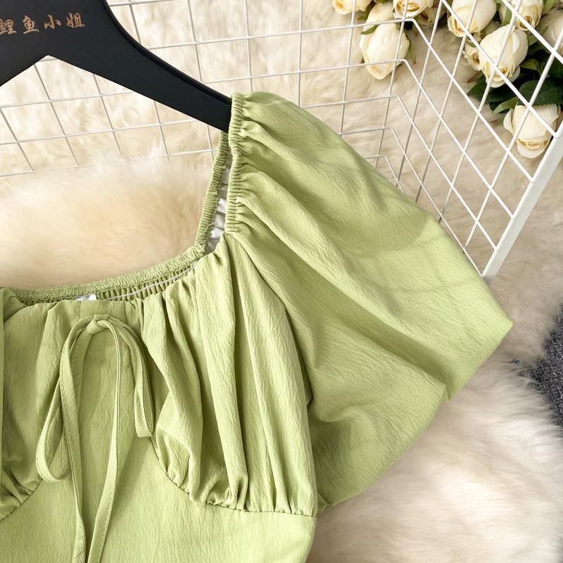 НОВОЕ женское платье с пышными рукавами и нерегулярной баской Vestido Elegante с квадратным воротником и оборками, модное корейское платье