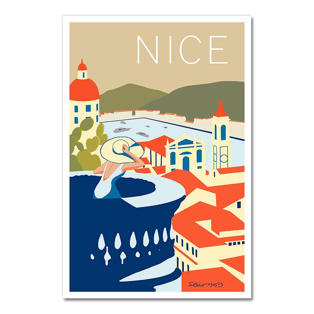 Provence Nice France Pop Art Travel Canvas Painting Vintage Wall Kraft Posters Coated Wall Sticker Home Decor Picture Gift