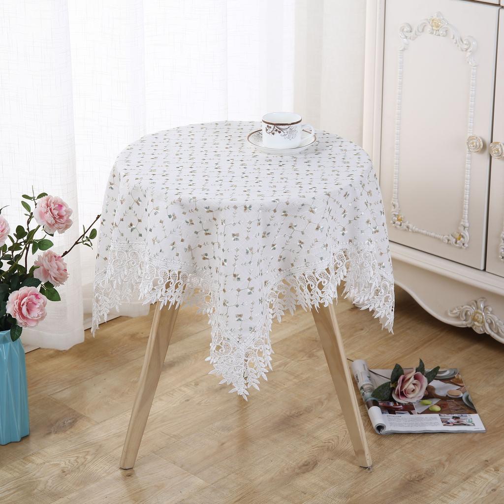 Хлопково-льняная скатерть с вышивкой в пасторальном стиле, скатерть, кружевная декоративная скатерть, журнальный столик, скатерть, скатерть